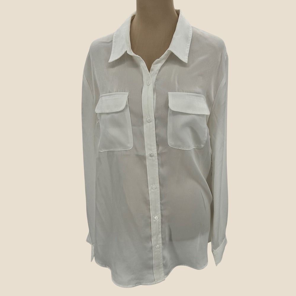 Liverpool Los Angeles Flap Pocket Button Down Shirt Cream LM8B45G78-CRM Large